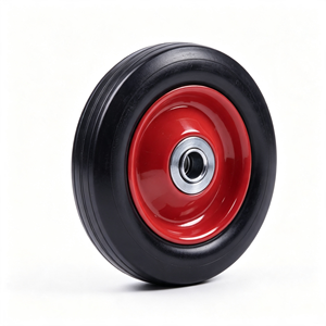 6 Inch Rubber <b>Wheel</b> 6x1.5 Red Steel Rim Flat Free Solid Rubber <b>Wheel</b> for Hand Truck Trolley Cart - Product Image 1
