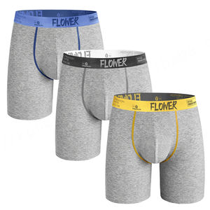 Calzoncillos bóxer de cintura media de LICRA elásticos de algodón para hombre, ropa interior larga sin vuelo para hombre, calzoncillos cortos - Product Image 3