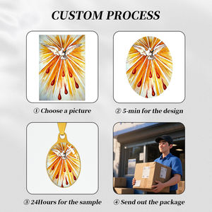 GIVELUCK чаша для первого причастия Святой Дух голубь религиозный предмет кулон ожерелье с двумя сторонами Может Пользовательский узор - Product Image 5