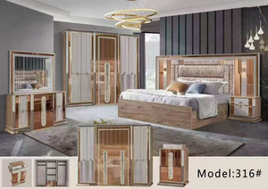 Juego de muebles de dormitorio de lujo moderno con marco de madera para el hogar completo - Product Image 3