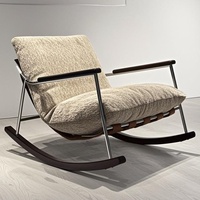 Fauteuil inclinable à bascule pour adultes - Canapé de loisirs individuel moderne avec structure métallique et tissu pour balcon et chambre à coucher - Détente de luxe