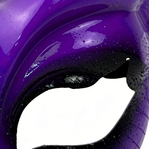 Máscara de media cara con cuernos de diablo morado, disfraz de cuento de hadas para Halloween - Product Image 3