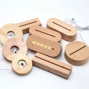 Luz Nocturna LED 3D Acrílica con Base de Madera y Logotipo Personalizado, Interruptor RGB, para Regalo Navideño, Pedido al por Mayor - Product Image 1