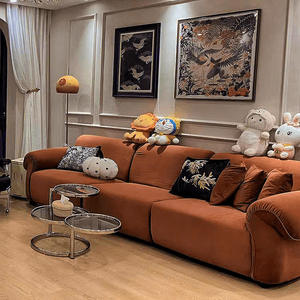 Canapé Octopus Rétro Français, Ligne Droite, Rembourré, Remplissage en Mousse, pour Salon, Style Crème, Design Vintage - Product Image 3