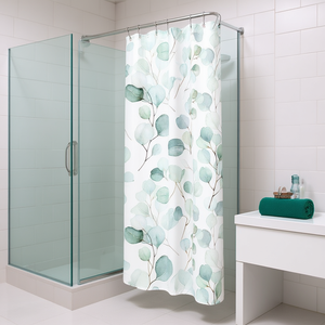 Rideau de douche en tissu Pergola 120x200 cm, design eucalyptus aquarelle, décoration de salle de bain - Product Image 3