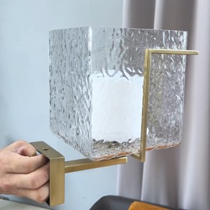 Applique murale en verre créative carrée simple à tête unique en cuivre sur mesure pour couloir d'hôtel, salle de bain, salon, escalier - Product Image 4