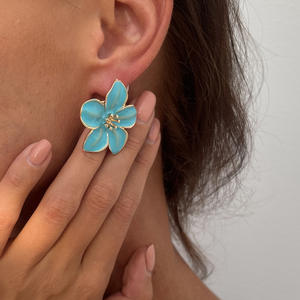 Verano océano estilo moda aleación goteo <span class=keywords><strong>aceite</strong></span> flor pendientes dulce viento multicolor esmalte flor pendientes - Product Image 6