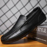 Chaussures de conduite quotidiennes pour hommes, mocassins marron en similicuir à enfiler, bordure cousue main, doublure en similicuir, semelle souple en caoutchouc