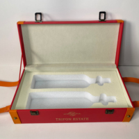 Boîte cadeau de luxe personnalisée, écologique, avec gaufrage, pelliculage mat, design vintage en cuir PU, type valise, pour vin, aliments pour bébés, chips