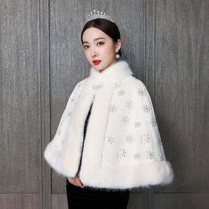 S4309F longues robes de soirée Cape luxe nouvelle haute qualité blanc <span class=keywords><strong>pas</strong></span> <span class=keywords><strong>cher</strong></span> Cape mariage capes hiver Cape - Product Image 6
