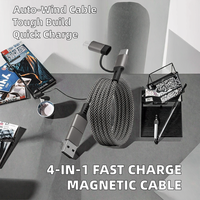3A PD 60W manyetik naylon hızlı şarj kablosu olmayan rüzgar 4-in-1 Combo giriş konnektörleri için iPhone tipi C cep telefonları için araba