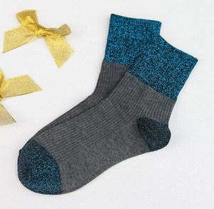 <span class=keywords><strong>Chaussettes</strong></span> mi-mollet pour femme, printemps-automne, en coton avec fil doré et argenté, fil brillant, respirantes, tendance - Product Image 3