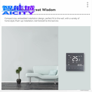 เทอร์โมสตัทอัจฉริยะดีไซน์ใหม่ปี 2022 หน้าจอ IPS ระบบปฏิบัติการ Linux ตัวเครื่องพลาสติก สำหรับโรงแรม บาร์ ควบคุมผ่านแอป Tuya รองรับ Wi-Fi ใช้กับพัดลมคอยล์ยูนิตเครื่องปรับอากาศ - Product Image 4