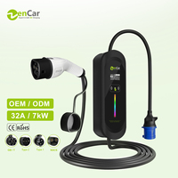 ZenCar Chargeur de voiture électrique portable 7 kW 32 ampères, chargeur de voiture électrique de type 2 IEC62196-2 EVSE pour l'Europe, charge rapide des véhicules électriques