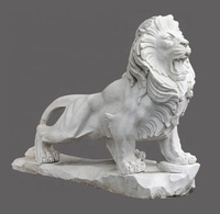 Statues de lions en marbre de grande taille, blanches, pour l'extérieur, à vendre