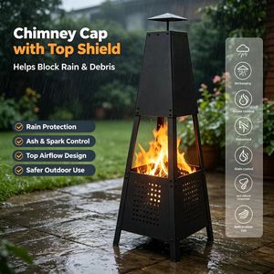 Chimenea Portátil Moderna de Acero en Oferta, con Tapa Anticorrosiva, Rectangular, Calentador Exterior con Encendido Manual para Áreas de Comedor - Product Image 5