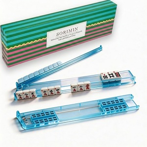 Nouveauté BST : Supports pour tuiles de mahjong de 18 pouces avec poussoirs, supports en plastique transparent antidérapants et boîte cadeau - Product Image 3