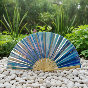 Abanico Plegable de Bambú Artesanal Holográfico Tradicional de 13 Pulgadas al por Mayor - Regalo Natural Hecho a Mano para Decoración de Bodas y Fiestas - Product Image 5