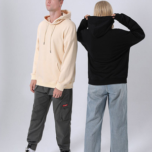 Sweat-shirt à capuche en molleton noir pour homme, coupe classique, avec poche, logo personnalisé, hiver - Product Image 2