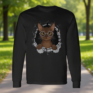 Camiseta de manga larga con diseño artístico de gato birmano y gafas de sol para hombres y mujeres, ropa unisex - Product Image 3