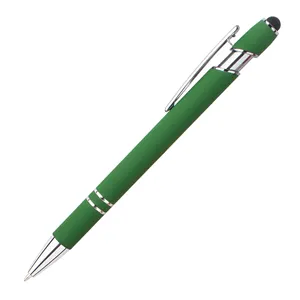 व्यावसायिक उपहार लेखन रंगीन वैयक्तिकृत 2 इन 1 मोबाइल टच प्रमोशन मेटल कस्टम स्टाइलस बॉलपॉइंट पेन लोगो मुद्रित के साथ