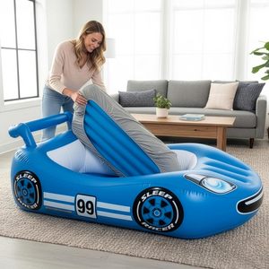 Light Up Blue Race Car Kids <b>Inflatable</b> Travel Bed for Toddlers Camping Home Hotel - Product Image 6