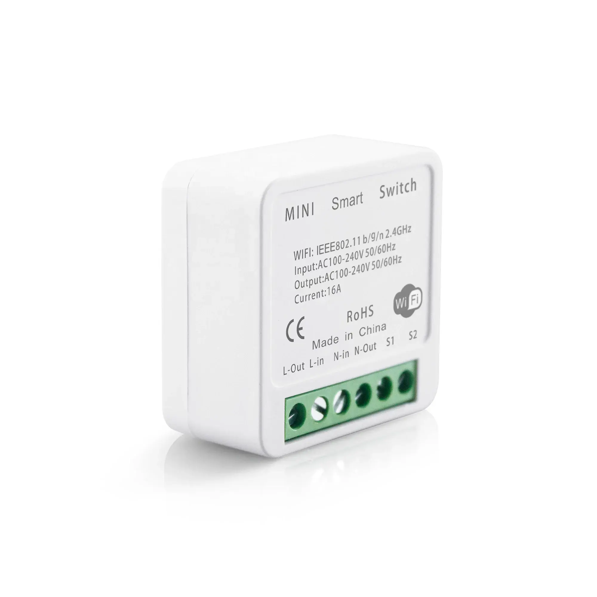 16A Tuya Wifi Mini interruptor inteligente módulo de fuente de alimentación 2 vías interruptores de pared de luz Control remoto por voz sincronización compartida