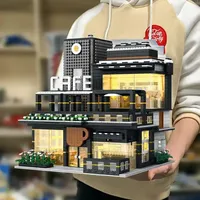 4314 pièces Reobrix 86007 Série Street View - Modèle de café d'angle - Café chaleureux - Briques de construction en plastique à petites particules - DIY