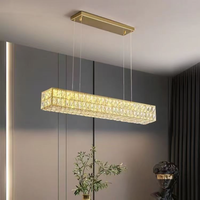 Lustre suspendu LED moderne de luxe en cristal linéaire à hauteur réglable pour salle à manger et îlot de cuisine