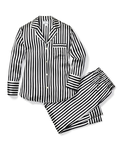 Set Pigiama in <span class=keywords><strong>Seta</strong></span> di Gelso 100% Personalizzato per <span class=keywords><strong>Donna</strong></span>, Motivo a Righe Bengal in Bianco e Nero - Product Image 5