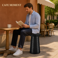 Tabouret de comptoir réglable noir jais pour lecture silencieuse, pause, lecture de livres et café, idéal pour bistrot, café et terrasse