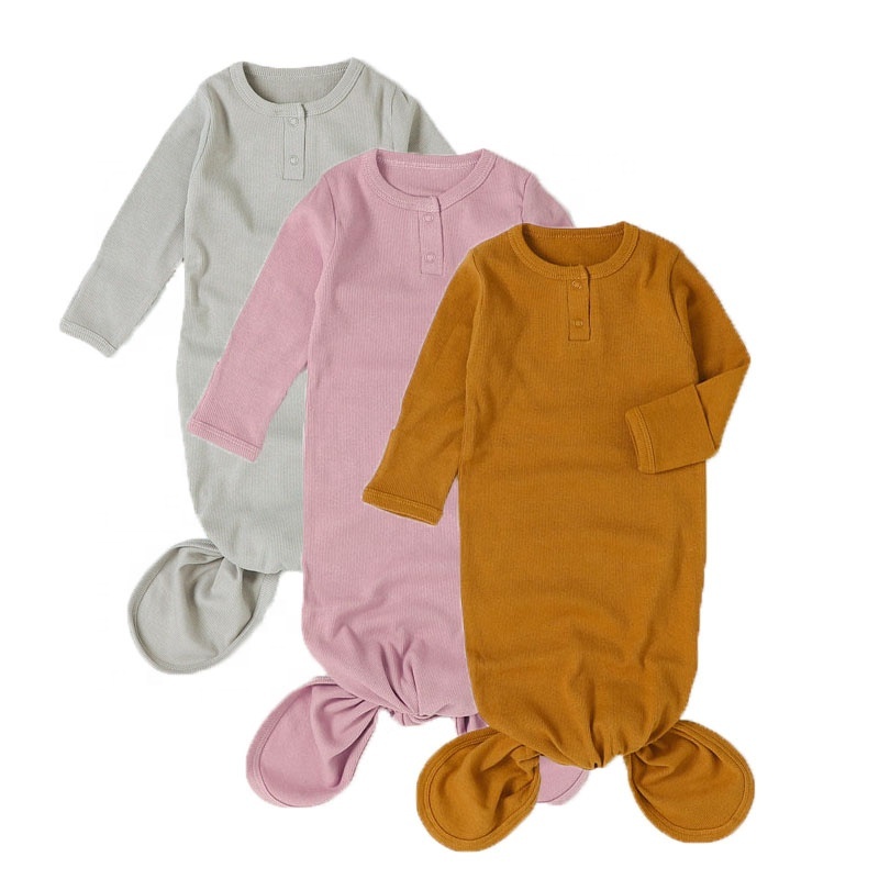 Wholesale Infant Baby Knot Gown Sleepsuit