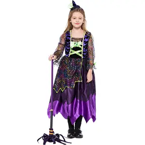 Costumes d'halloween pour enfants, déguisement fantaisie pour filles, Costume de sorcière d'halloween