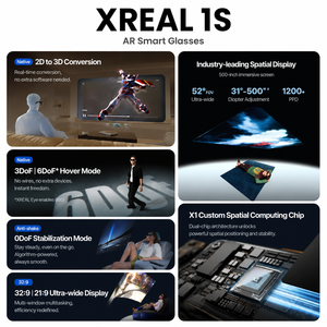 Gafas AR Inteligentes XREAL 1S con Conversión Nativa <span class=keywords><strong>de</strong></span> 2D a 3D, 3DoF, Pantalla Gigante Portátil <span class=keywords><strong>de</strong></span> 500 Pulgadas, 52 Grados <span class=keywords><strong>de</strong></span> Campo <span class=keywords><strong>de</strong></span> Visión - Product Image 4