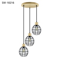 Lampe suspendue de style industriel moderne en fer forgé et bois rustique pour îlot de cuisine