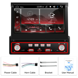 Autoradio Podofo Single Din avec écran tactile HD de 7 pouces, lecteur MP5 pour <span class=keywords><strong>voiture</strong></span>, rétractable, USB/Type-C/BT/EQ FM MIC, universel OEM ODM - Product Image 6