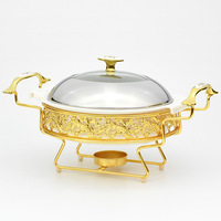 Vente en gros de chauffe-plats pour service de banquet, verre rond, fourniture pour restaurant d'hôtel royal à usage intensif, chauffe-plats à usage commercial