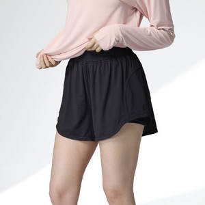 Pantalones cortos atléticos 2 en 1 para mujer, pantalones cortos deportivos con cordón y forro elástico de cintura alta, mallas transpirables para correr - Product Image 5