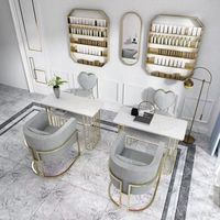 Ensemble de mobilier de salon professionnel moderne en métal de haute qualité, table de manucure, chaise, équipement pour salon de manucure, spa, studio, modèle QuMeng 003
