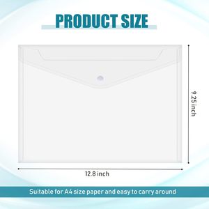 Enveloppes en plastique transparentes, classeurs pour documents format A4, enveloppes en polyéthylène avec fermeture à pression pour enseignant, école, bureau, maison, travail - Product Image 3