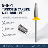 Fraise à ongles en carbure de tungstène 5 en 1, 3/32 pouces, double tranchant pour le retrait du gel et de l'acrylique, logo personnalisé OEM, outil de manucure