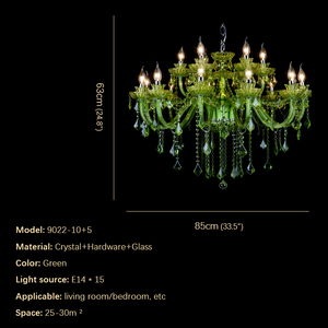 <span class=keywords><strong>Lampadario</strong></span> a Sospensione in Cristallo Stile Europeo, Lampada a Candela <span class=keywords><strong>Verde</strong></span>, Lussuoso per Soggiorno, Ristorante, Camera da Letto, KTV, Bar - Product Image 6