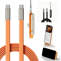 Cable de Carga Rápida 2 en 1 de 240W con Soporte Plegable (1.2m), Cable de Carga PD de Alta Velocidad para Teléfono, Tableta, Portátil