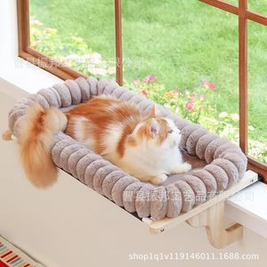 Wooden Window Sill <b>Cat</b> Bed Faux Fur Rectangle Pet Bed For <b>Cat</b> Four Seasons Use - Product Image 4