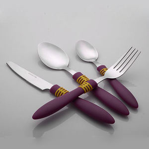 Chất lượng cao bạc đầy màu sắc duy trì cảm ứng mềm mại Flatware muỗng và ngã ba với nhựa xử lý thiết lập dao kéo - Product Image 1