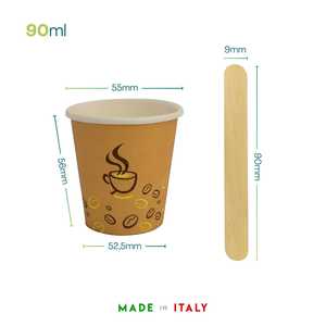 Bicchieri di cartone da 90 ml con grafica a chicchi di caffè, bicchieri usa e getta per caffè - Product Image 2