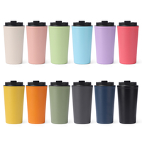 Vasos de café aislados de 500ml personalizados con tapa abatible, taza de café de viaje de acero inoxidable, taza de café aislada al vacío, Taza Termo