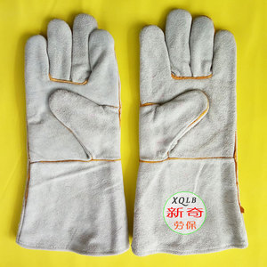 Iron Man Double Layer Cowhide Welding <b>Gloves</b> 35cm Gray Full Palm For Welding Industry - Product Image 4