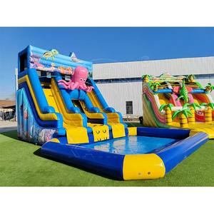 Toboggans aquatiques gonflables populaires Octopus Aqua Park avec <span class=keywords><strong>piscine</strong></span> détachable, château <span class=keywords><strong>gonflable</strong></span> coloré, toboggans aquatiques - Product Image 3