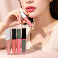 Vente en gros de gloss à lèvres personnalisé avec logo, de haute qualité, avec miroir, rouge à lèvres liquide pur imperméable, gloss à lèvres brillant en tube